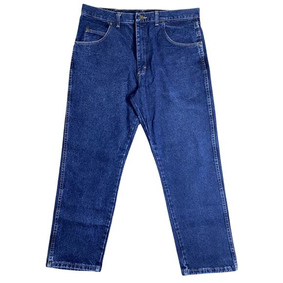 Wrangler Rugged Wear Jeans Mens 38X30 Dark Blue Relaxed Straight - Picture 1 of 12